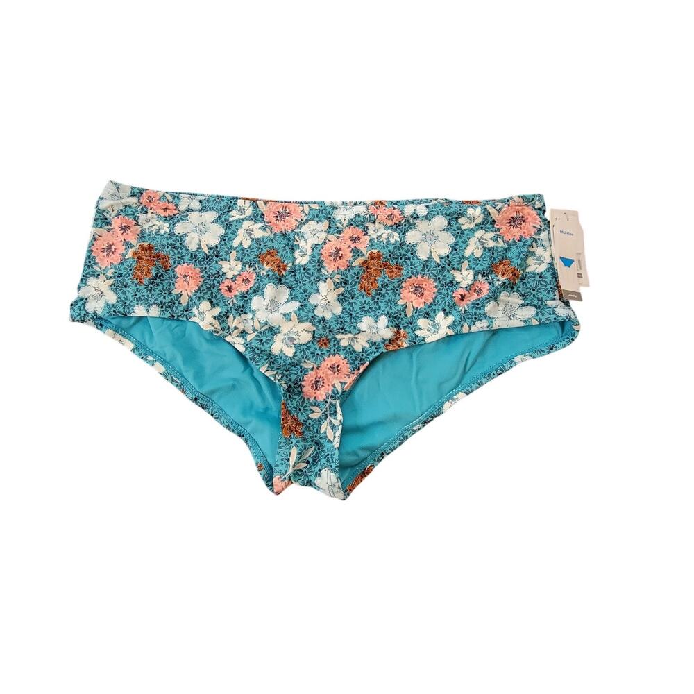 Tme and Tru Blue Floral Mid Rise Swim Bottoms Xl 16-18 NWT